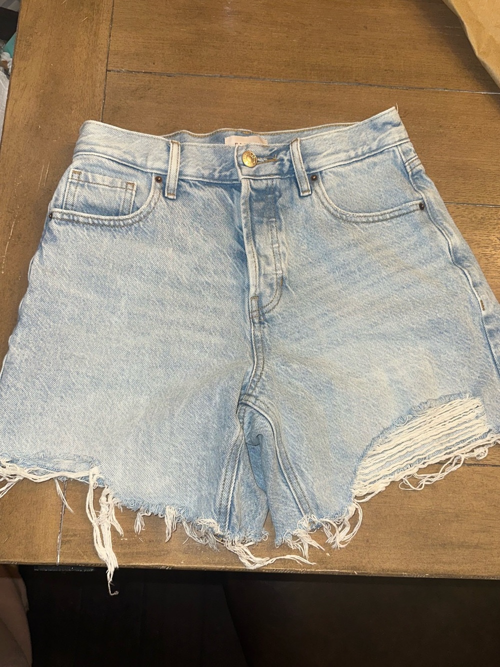 PacSun Light Blue High-Rise Distressed Denim Shorts